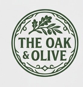 Logo-Entwurf The Oak & Olive: rundes Siegel mit Olivenzweig in Grün